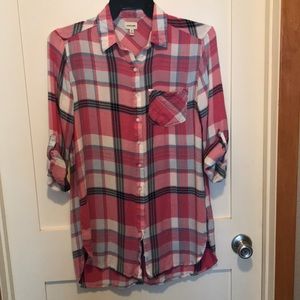 Cute Tunic-Length Checked Shirt size M